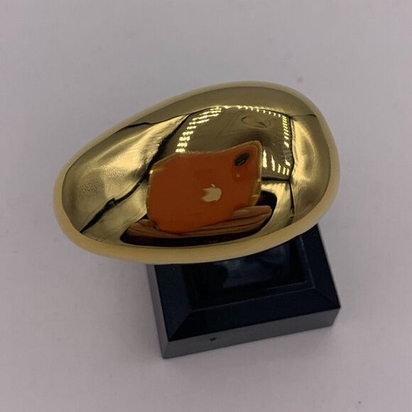 New large scale gold plated stainless steel ring, adjustable size, mirror finish - Picture 5 of 16